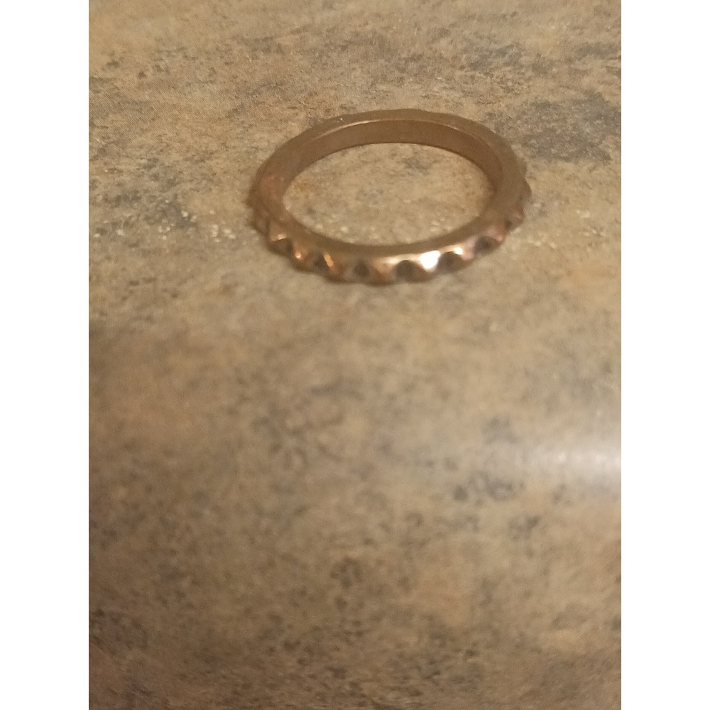 Copper Rose Gold Tone Textured Pyramid Edge Stackable Band Ring Size 9 - Picture 2 of 6